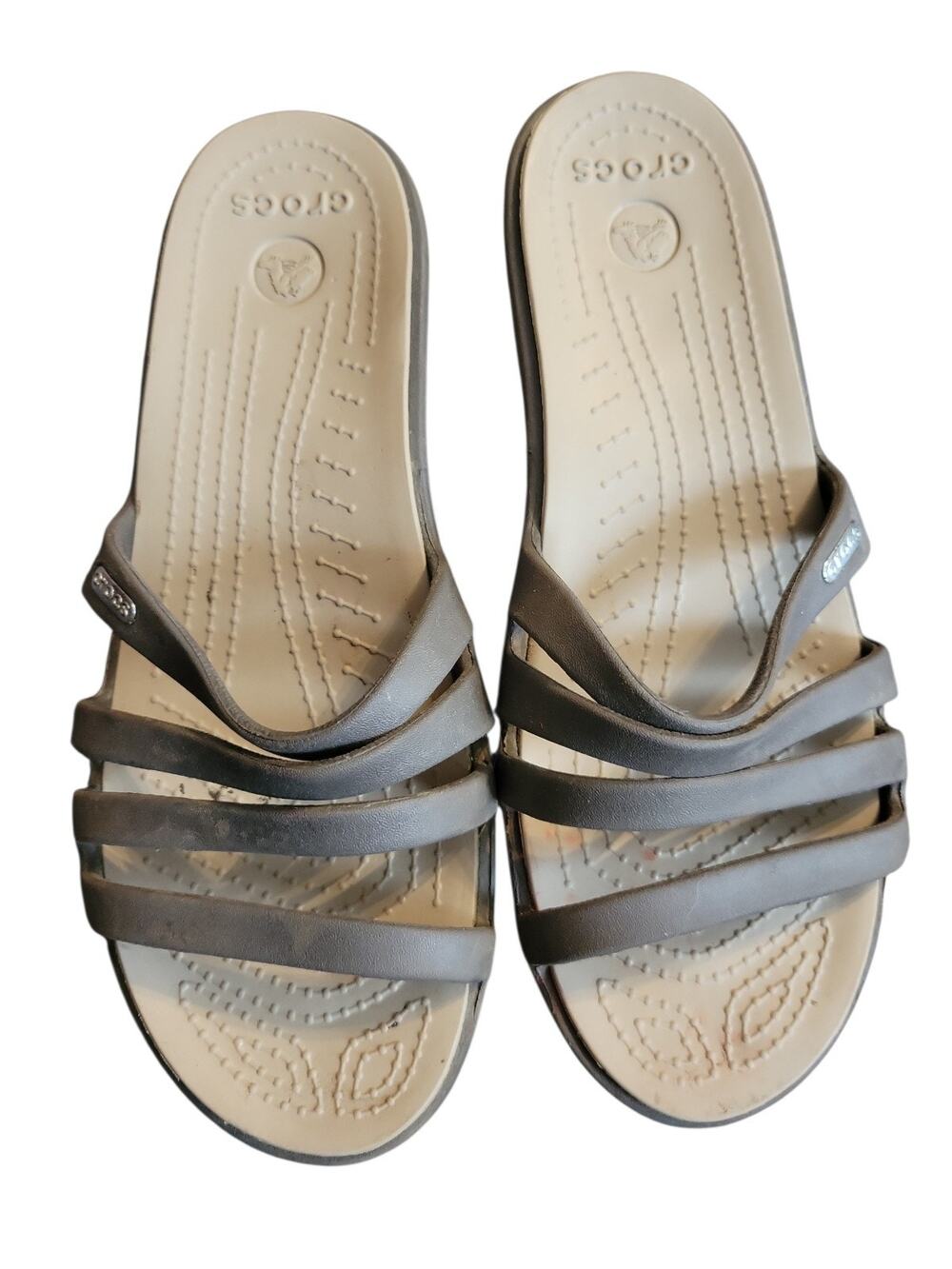 CROCS Rhonda Wedge BROWN STRAPPY PLATFORM SANDAL Size 9w